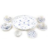 Royal Copenhagen cabaret set, Meissen pattern, including an oval tray., 34cm.