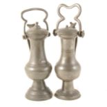 Two French pewter wine flagons, 18th century