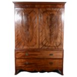 George III mahogany linen press,