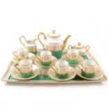 An Italian porcelain coffee service on a matching tray