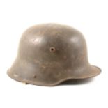 WWI German war helmet, lacking chinstrap.