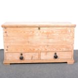 A stripped pine blanket box,