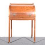 A Continental mahogany cylinder front bureau,