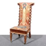 A Victorian walnut prie-dieu,