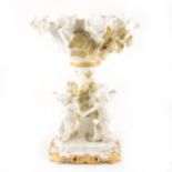 19th Century Moores Bros. Gilded white porcelain comport