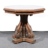A reproduction oak occasional table