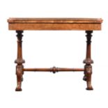 A Victorian inlaid walnut and burr walnut card table