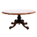 A Victorian inlaid walnut and burr walnut breakfast table