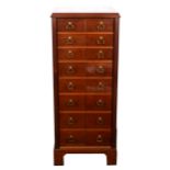 A modern hardwood eight-drawer Wellington chest