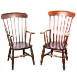 Two beech and elm kitchen chairs
