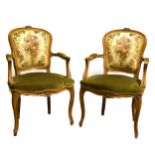 A pair of French beechwood chairs