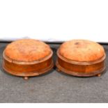 A pair of Victorian oak footstools, leather tops