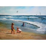 Adolf Sehring, Summer Fun, a signed Limited Edition print of children on a beach, number 36/395,