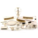 A collection of silver, including a slice by Asprey & Co Ltd, London 1916, circular jewellery box,