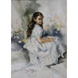 Gordon King, portrait of a young lady, watercolour, 35cm x 26cm.