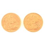 Two Gold Full Sovereigns, Edward VII 1905 Perth Mint, 1909. (2)