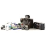 Film cameras and camcorders; one box, including Canon UC6000, etc.