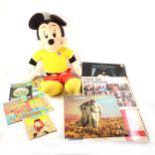 Disney Worlds of Wonder Mickey Mouse and other toys, playing cassettes, music score books,