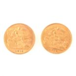 Two Gold Half Sovereigns, Edward VII 1910, George V 1914.(2)