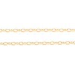 A 9 carat yellow gold oval trace link chain.