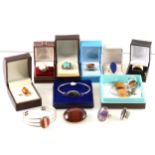 A collection of gemset silver jewellery.