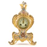 A late 19th Century French gilt spelter and champleve enamel balloon mantel clock