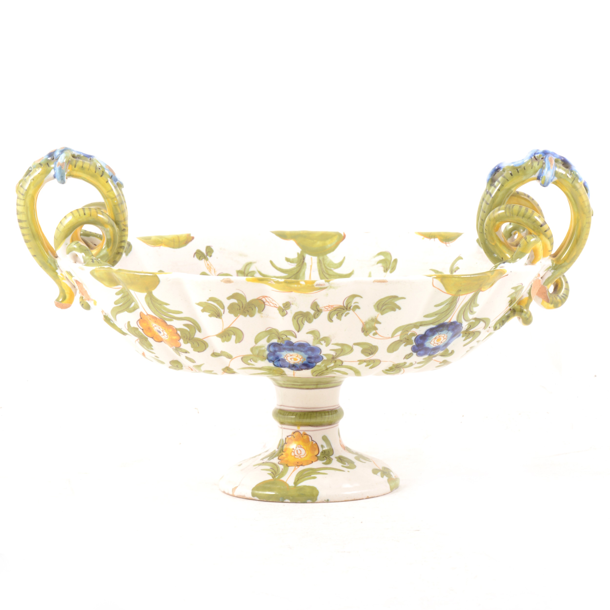 An Italian majolica pedestal bowl by Cantigalli