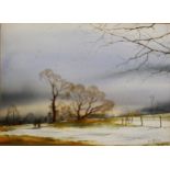 G A Mitchell, A Winter landscape, signed, watercolour, 26cm x 36cm.