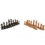 A boxwood and ebonised Staunton pattern chess set