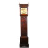 An oak longcase clock, square brass dial, signed Thos. Bayley, Burton, with a date aperture, urn and