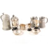 A collection of silver, silver-plated and pewter wares.