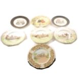 Three Royal Doulton decorative wall plates, printed with hunting scenes after Charles Simpson, etc