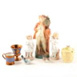 A box of modern and vintage decorative ceramics,