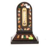 A Derbyshire type hardstone inlaid desk thermometer