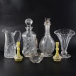 Vintage glassware. including cordial decanter, other decanters, etc