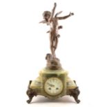 A French onyx and spelter mantel clock