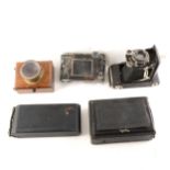 Folding and plate cameras; including Zeiss Ikon Super Ikonta (x2), etc