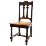 A Victorian mahogany bidet;, carved oak hall chair, and a tub chair
