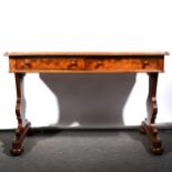 A Victorian mahogany washstand, moulded edge, fitted with two frieze drawers, supported with