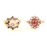 Two vintage gemset dress rings.