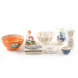 Royal Worcester figure "Little Miss Muffet", Mint bowl, Royal Crown Derby pin dishes, etc.