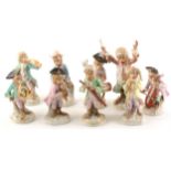 A Dresden porcelain nine-piece monkey band