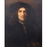 Follower of Rembrandt van Rijn, Portrait of a young man, oil on relined can