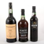 Three bottles of assorted Port