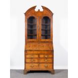 A George II walnut bureau bookcase