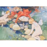 Sir Alfred James Munnings, Fairies and Goblins, signed, watercolour, 27cm x