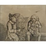 John Nixon, Four old men confabulating, signed with initials and dated 1784