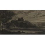 Attributed to Thomas Monro, Landscape with castle, grey wash with white on