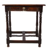 A joined oak side table, part late 17th Century