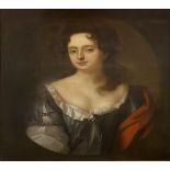 Follower of Sir Godfrey Kneller, A lady, half length, in a feigned oval, oi